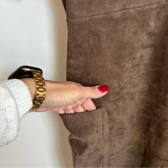 Sadie & Sage Brown Faux Suede Short Sleeve Mini Dress Size Small - Picture 5 of 10